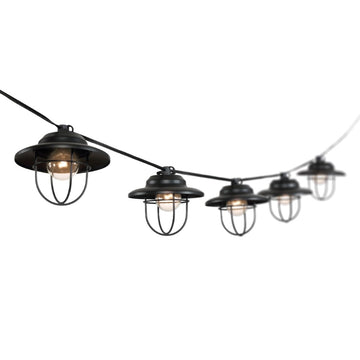 Indoor/Outdoor 10 ft. Rustic Farmhouse Incandescent G40 Metal Cage Shade String Lights